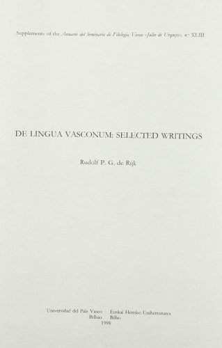 Stock image for DE LINGUA VASCONUM: SELECTED WRITINGS for sale by Zilis Select Books