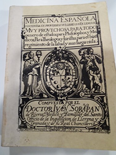 Stock image for MEDICINA ESPAOLA CONTENIDA EN PROVERBIOS , edicion facsimil de la principe 1616 for sale by Libros de papel