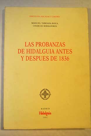 9788487204326: Las probanzas de hidalgua antes y despus de 1836