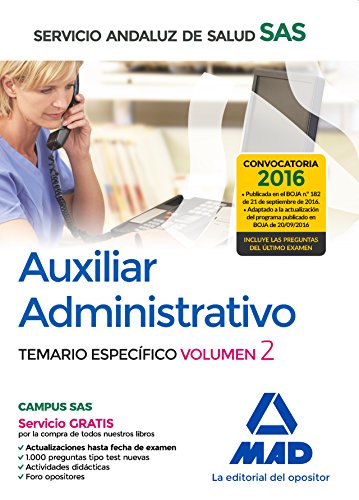 Stock image for AUXILIAR ADMINISTRATIVO DEL SERVICIO ANDALUZ DE SALUD. TEMARIO ESPECFICO VOLUME for sale by Zilis Select Books