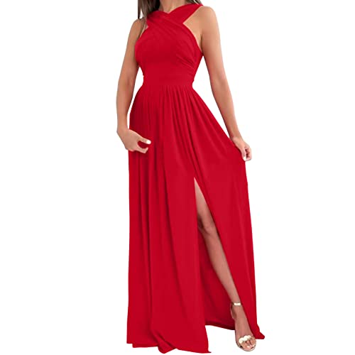 9788495869173: Robe d't grande taille pour femme, paules dnudes, robe de soire lgante, sans manches, Rouge, Large