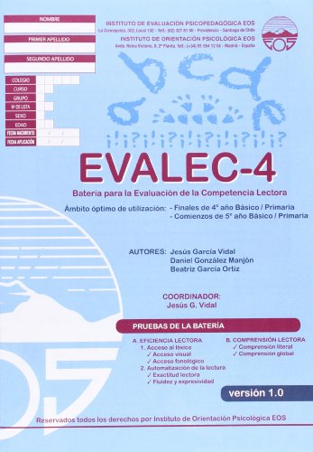 Imagen de archivo de EVALEC 4 (BATERIAS). BATERIA PARA LA EVALUACION DE LA COMPETENCIA LECTORA/VERSION 1.0 a la venta por KALAMO LIBROS, S.L.