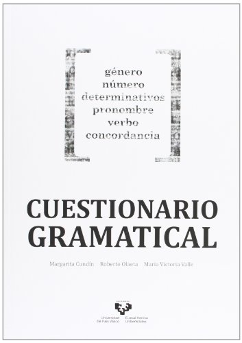 Imagen de archivo de CUESTIONARIO GRAMATICAL. GENERO, NUMERO, DETERMINATIVOS, PRONOMBRE, VERBO, CONCORDANCIA a la venta por Prtico [Portico]