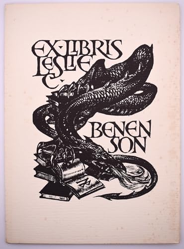 Beispielbild fr EX - LIBRIS LESLIE C. BENENSON. (SIGNED) zum Verkauf von Burwood Books