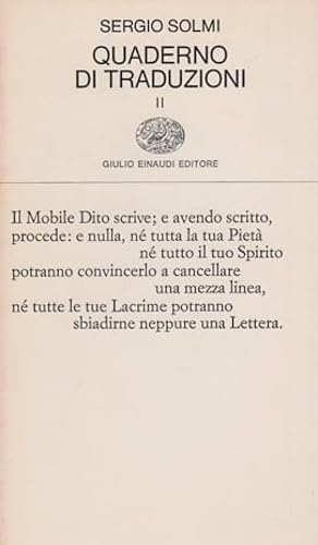 9788806482565: Quaderno di traduzioni (Vol. 2) (Collezione di poesia)