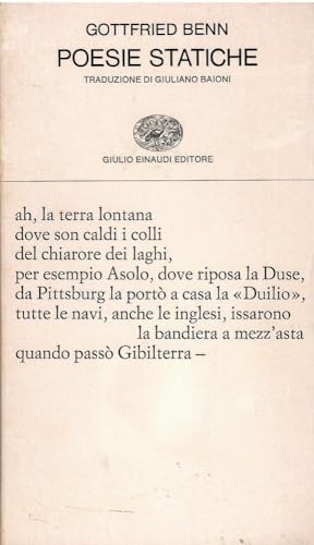 Poesie statiche (9788806523657) by Gottfried Benn