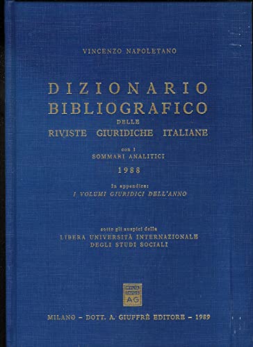 9788814020919: Dizionario bibliografico delle riviste giuridiche italiane (1988). Con i sommari analitici e, in appendice, i volumi giuridici dell'anno