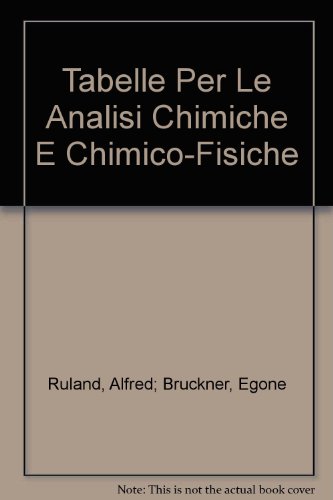 Tabelle Per Le Analisi Chimiche E Chimico-Fisiche