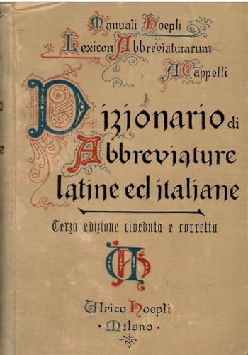 Beispielbild fr Lexicon Abbreviaturarum: Dizionario Di Abbreviature Latine Ed Italiane zum Verkauf von medimops