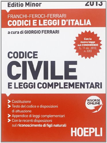 9788820352653: Codice civile e leggi complementari 2013. Ediz. minore