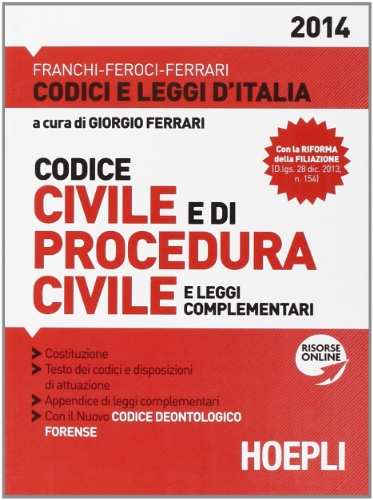 Imagen de archivo de Codice civile e di procedura civile e leggi complementari Ferrari, Giorgio a la venta por Librisline