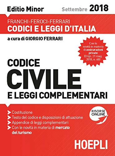 9788820382858: Codice civile e leggi complementari 2018. Ediz. minore. Con espansione online (Codici e leggi d'Italia)