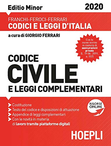 9788820395445: Codice civile e leggi complementari. Febbraio 2020. Ediz. minor