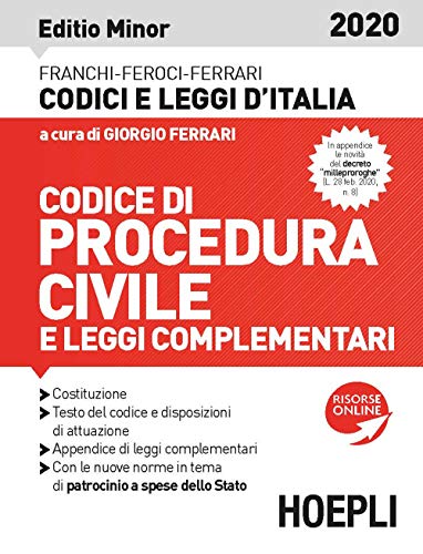 9788820395476: Codice procedura civile e leggi complementari 2020. Editio minor