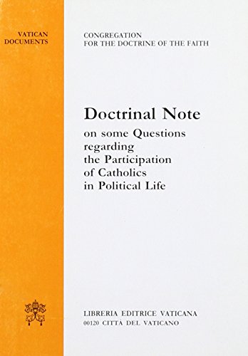 Stock image for Doctrinal Note on some Questions Regarding the Participation of Catholic for sale by libreriauniversitaria.it