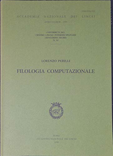 Imagen de archivo de Filologia computazionale Perilli, Lorenzo a la venta por Librisline