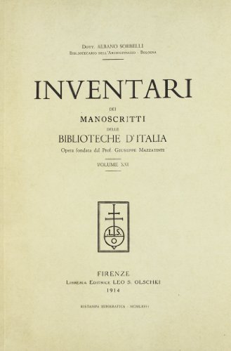 9788822212887: Inventari dei manoscritti delle biblioteche d'italia. vol. 21