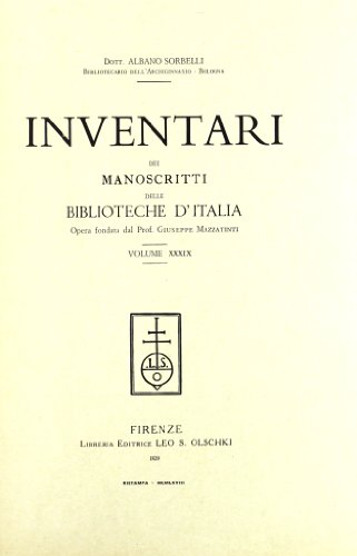 9788822213068: Inventari dei manoscritti delle biblioteche d'Italia. Pesaro (Vol. 39)