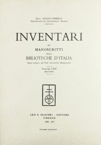 9788822213310: Inventari dei manoscritti delle biblioteche d'italia. vol. 65