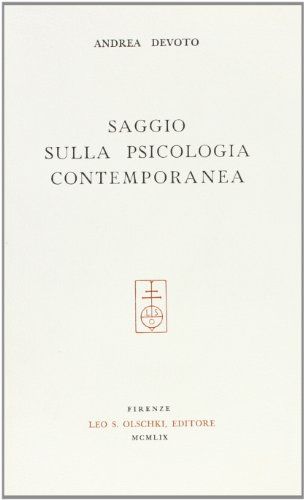 Beispielbild fr Saggio sulla psicologia contemporanea. zum Verkauf von FIRENZELIBRI SRL