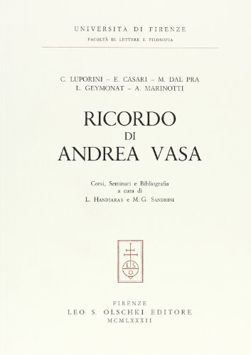 Beispielbild fr Ricordo di Andrea Vasa. zum Verkauf von FIRENZELIBRI SRL