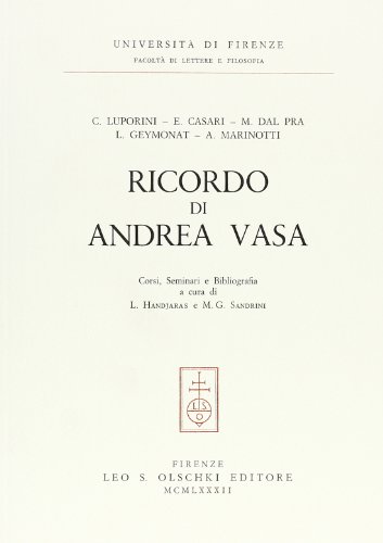 Stock image for RICORDO DI ANDREA VASA for sale by libreriauniversitaria.it