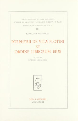 9788822230799: Porphyrii de vita Plotini et ordine librorum eius (Scritti di G. Leopardi inediti o rari)