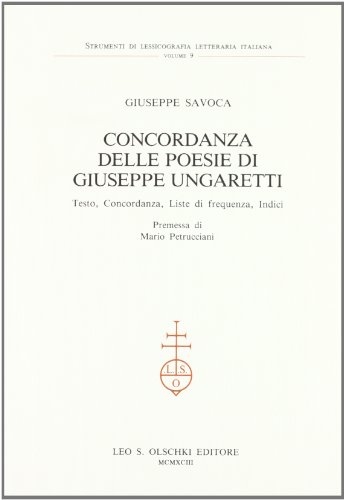 CONCORDANZA DELLE POESIE DI GIUSEPPE UNGARETTI (9788822240347) by Giuseppe Savoca