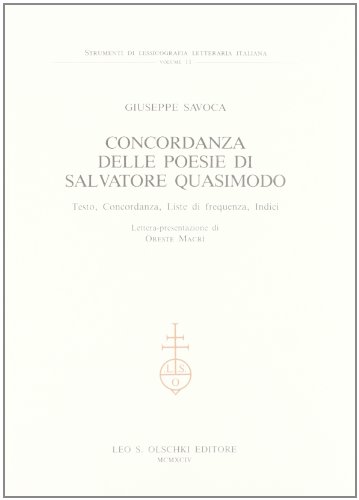 CONCORDANZA DELLE POESIE DI SALVATORE QUASIMODO (9788822241986) by Giuseppe Savoca