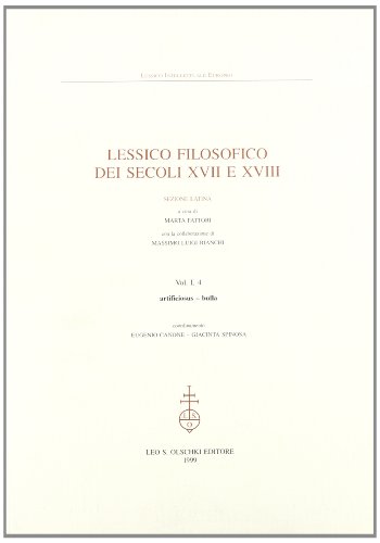 9788822247261: LESSICO FILOSOFICO DEI SECOLI XVII E XVIII. VOL. I, 4