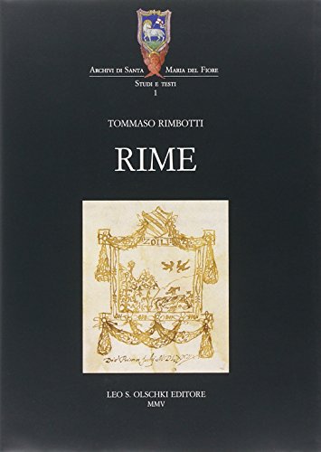 Imagen de archivo de Tommaso Rimbotti: Rime a la venta por Thomas Emig