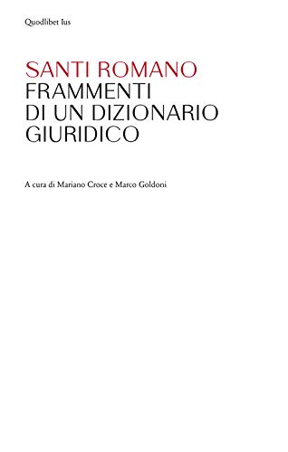 Imagen de archivo de FRAMMENTI DI UN DIZIONARIO GIURIDICO a la venta por libreriauniversitaria.it