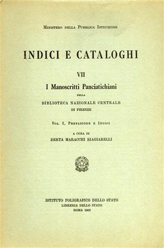 9788824030670: I manoscritti panciatichiani della Biblioteca Nazionale Centrale di Firenze. Indici (Indici e catal. delle bibliot. italiane)