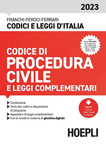 Stock image for Codice di procedura civile e leggi complementari 2023 (Codici e leggi d'Italia) for sale by libreriauniversitaria.it
