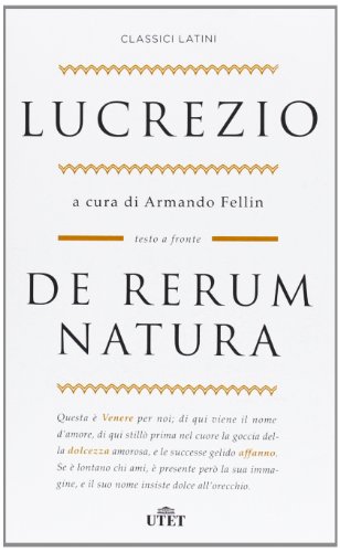 Imagen de archivo de De rerum natura. Testo latino a fronte a la venta por Roundabout Books