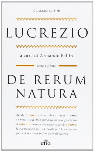 Stock image for De rerum natura. Testo latino a fronte for sale by Roundabout Books