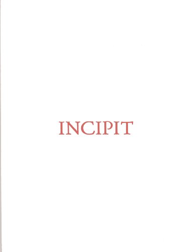 9788842215899: Incipit (Italian, French and English Edition)