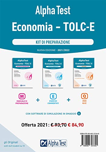 Alpha Test Economia. Tolc-E. Kit di preparazione: Manuale di  preparazione-Esercizi commentati-3.500 quiz - Unknown Author: 9788848323345  - AbeBooks