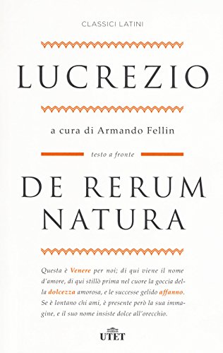 Beispielbild fr De rerum natura. Testo latino a fronte zum Verkauf von medimops