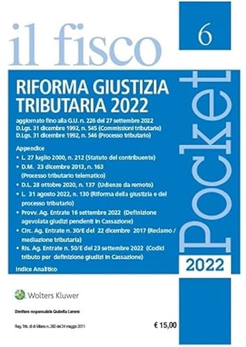 Imagen de archivo de RIFORMA GIUSTIZIA TRIBUTAR.6-2022 POCKET a la venta por Brook Bookstore