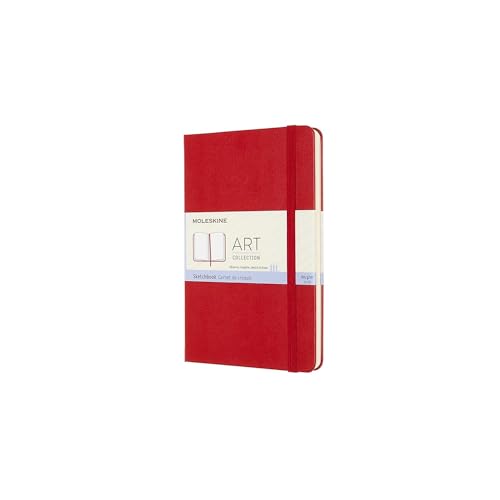 Moleskine Art Sketchbook, Hard Cover, Large (5" x 8.25") Plain/Blank, Scarlet Red