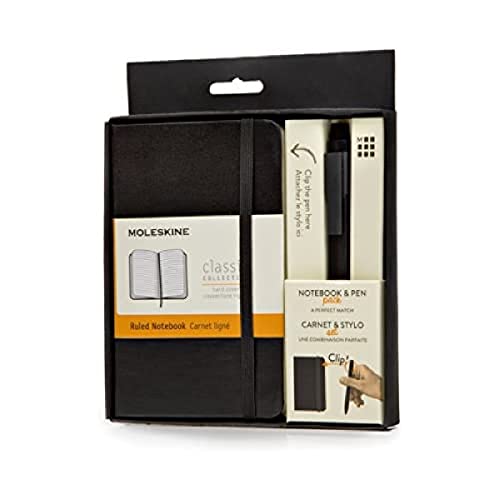 Moleskine Classic Notebook and Pen Pack (Hard Cover, Pocket, Ruled Notebook and Fine 0.5 MM Pen, ...