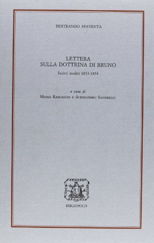 9788870883091: Lettera Sulla Dottrina Di Bruno. Scritti Inediti 1853-54
