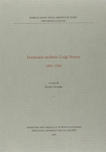 9788871252322: Inventario Archivio Luigi Sturzo 1891-1924.