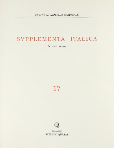 Imagen de archivo de Supplementa Italica. Vol. 17 a la venta por MARCIAL PONS LIBRERO