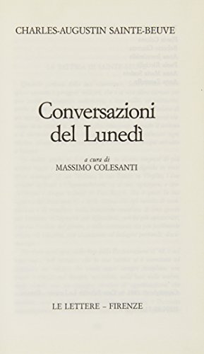 Stock image for Conversazioni del luned Sainte-Beuve, Charles A. and Colesanti, M. for sale by Librisline