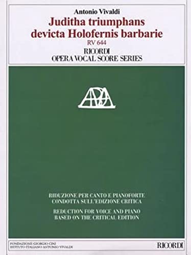 9788875928858: Antonio Vivaldi: Juditha Triumphans Devicta Holofernis Barbarie, Sacrum Militare oratorium Venezia 1716, Rv 644