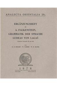 Erganzungsheft Zu Falkenstein: Grammatik Der Sprache Gudeas Von Lagas (Analecta Orientalia) - Edzard, Do