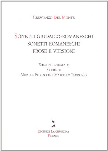 Stock image for Sonetti giudaico-romaneschi, sonetti romaneschi, prove e versioni. Con CD Audio [Turtleback] for sale by Brook Bookstore