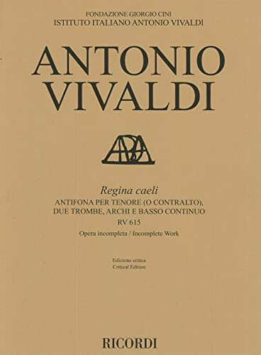 9788881920075: Regina Caeli Rv 615: Antifona Per Due Trombe, Archi e Basso Continuo, Opera Incompleta, Ed. Critica M. Talbot.